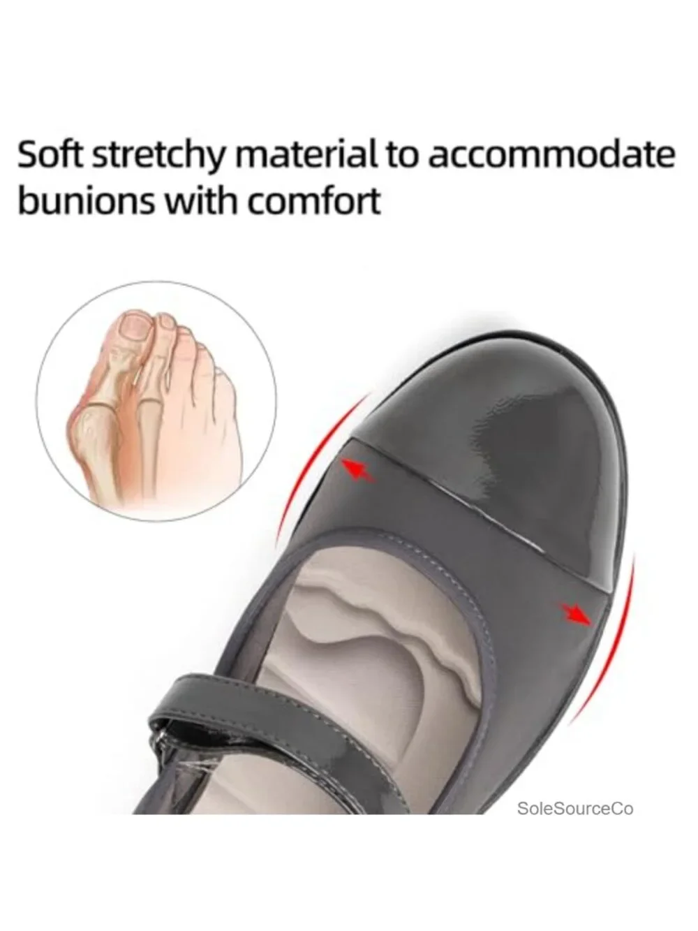 Women's Mary Jane Flats Orthopedic Round Toe Comfortable Walking Shoes Slip On